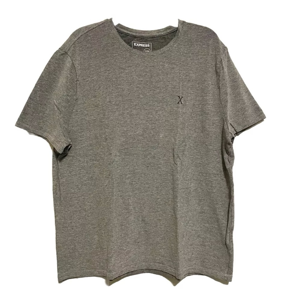 Express Solid Moisture-Wicking Pique Crew Neck T-Shirt Men's Size XL Grey Logo